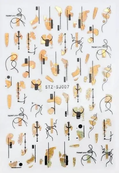 Nagelsticker - Aufkleber selbstklebend - Nail Sticker - Schwarz Gold Metallic